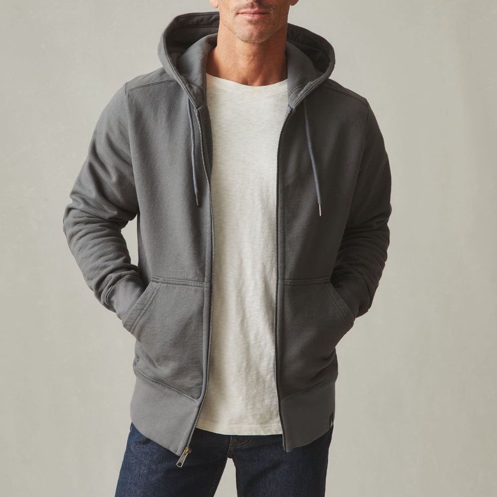 American Giant Men's Classic Full Zip Hoodie (Grey) (Medium)